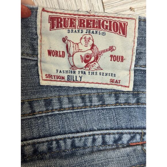 Vintage True Religion Jeans Mens Blue Billy Mja8580mc Bootcut Flap size33 - Picture 3 of 7
